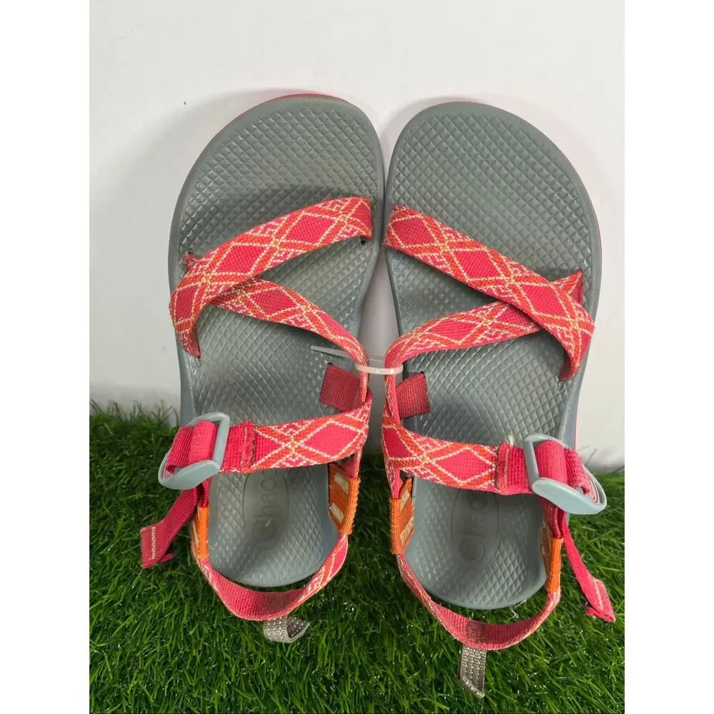 Chaco Z Strap Sandals Kids Size 4 Youth Red Orange Hiking Outdoor